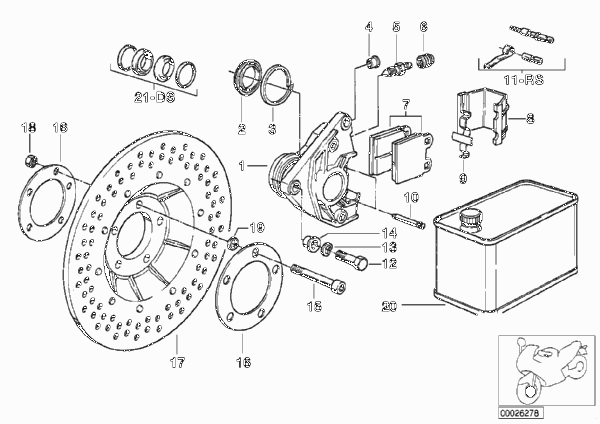 Тормозной механизм переднего колеса для BMW 248 R45/N 0 (схема запчастей)