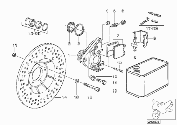 Тормозной механизм переднего колеса для BMW 248 R65LS 0 (схема запчастей)