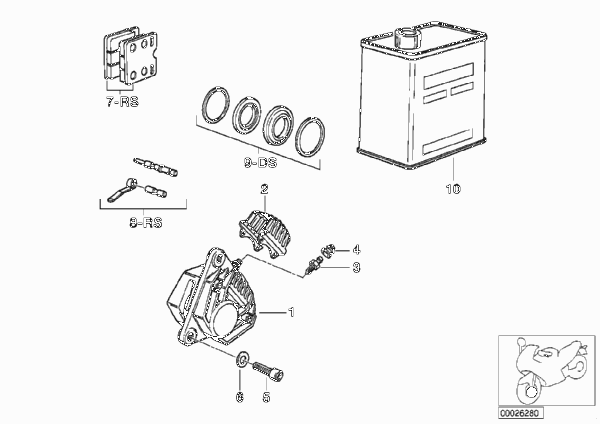 Тормозной механизм переднего колеса для BMW K569 K 75 RT (0565,0573) 0 (схема запчастей)