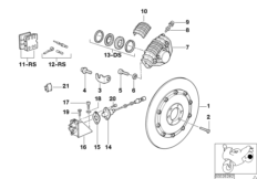 Тормозной механизм заднего колеса с ABS для BMW 89V1 K 100 RS (0523,0533) 0 (схема запасных частей)