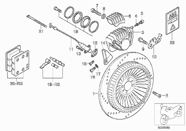 Тормозной механизм заднего колеса/ABS для MOTO 89V3 K 1200 RS 97 (0544,0554) 0 (схема запчастей)