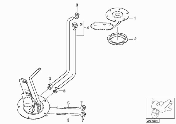 Вентиляция топливной системы/допол.элем. для BMW K41 K 1200 RS 01 (0547,0557) 0 (схема запчастей)