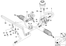 Маслопроводы гидроусилителя рул.управл. для BMW E46 325Ci M54 (схема запасных частей)