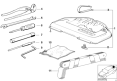 Бортовой инструмент/ящик для инструм. для BMW E34 525tds M51 (схема запасных частей)