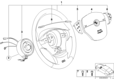Многофункц.спорт.рул.кол. M-стиль с НПБ для BMW E38 750i M73N (схема запасных частей)
