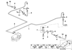 Трубопровод тормоз.привода Зд с ASC/DSC для BMW Z3 Z3 2.8 M52 (схема запасных частей)