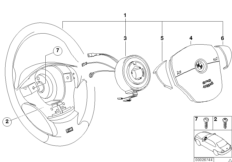 M спортивное рулевое колесо с НПБ,кожа для BMW E36 323i M52 (схема запасных частей)