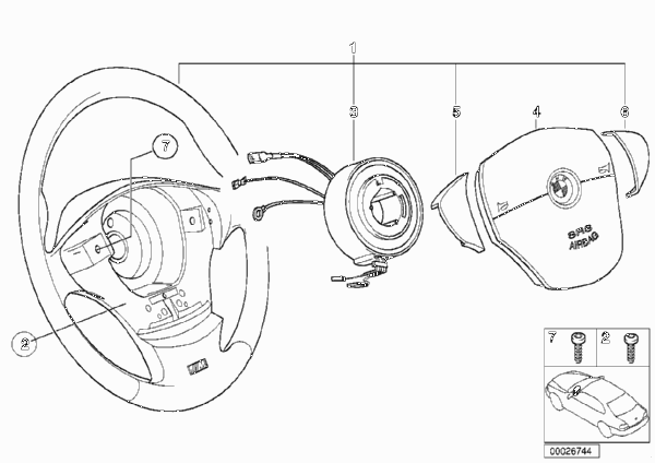 M спортивное рулевое колесо с НПБ,кожа для BMW E36 316i 1.6 M43 (схема запчастей)