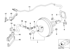 Вакуумный усилитель тормозов для BMW E38 735i M62 (схема запасных частей)