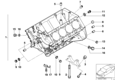 Блок-картер двигателя для BMW E52 Z8 S62 (схема запасных частей)