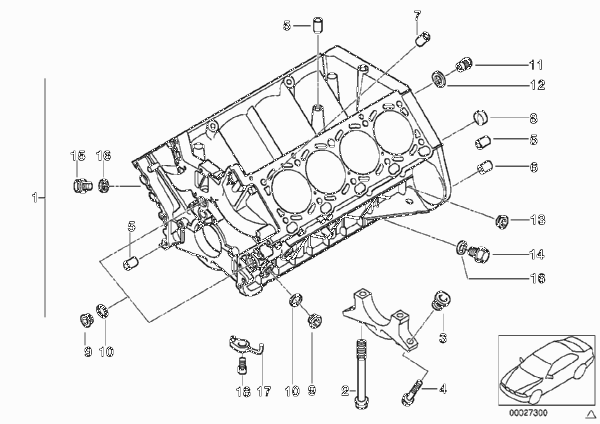 Блок-картер двигателя для BMW E39 M5 S62 (схема запчастей)