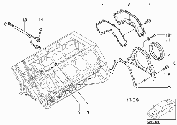 Блок цилиндров/дополнительные элементы для BMW E52 Z8 S62 (схема запчастей)