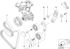 Ременный привод водяной помпы/генератора для BMW E39 M5 S62 (схема запасных частей)
