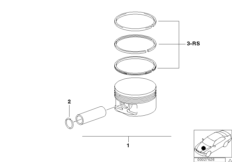 Поршень кривошипно-шатунного механизма для BMW E90N M3 S65 (схема запасных частей)