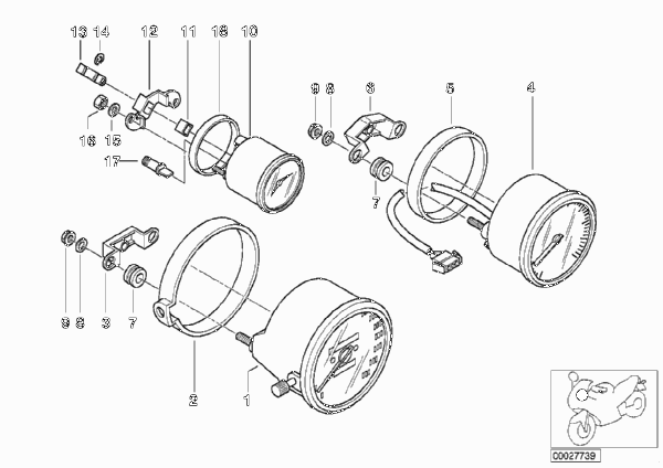 Спидометр/ тахометр/ часы для BMW R28 R 850 R 02 (0428) 0 (схема запчастей)