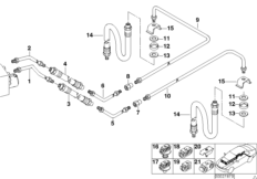 Трубопровод тормоз.привода Зд с ASC/DSC для BMW E39 530i M54 (схема запасных частей)