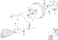 Вакуумный усилитель тормозов для BMW E39 535i M62 (схема запасных частей)