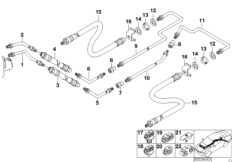 Трубопровод тормоз.привода Зд с ASC/DSC для BMW E39 520i M54 (схема запасных частей)