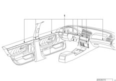 Индивид.отделка деревом ремонт.комплекты для BMW E38 735i M62 (схема запасных частей)