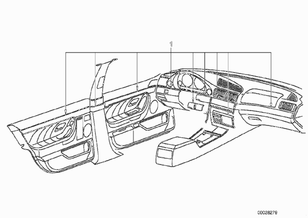 Индивид.отделка деревом ремонт.комплекты для BMW E38 735i M62 (схема запчастей)