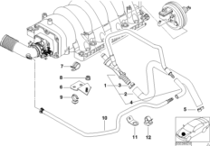 Двигатель с вакуумной сист.управления для BMW E38 735i M62 (схема запасных частей)