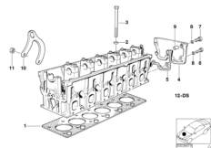 Головка блока цилиндров-доп.элементы для BMW E38 750iLS M73N (схема запасных частей)