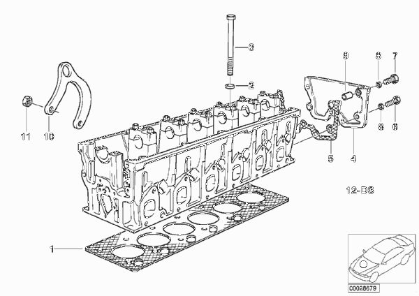 Головка блока цилиндров-доп.элементы для BMW E38 750i M73 (схема запчастей)