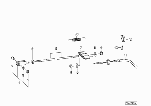 Детали рычажного механ.тормозов прицепа для BMW E36 320i M52 (схема запчастей)