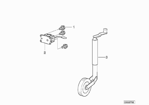 Детали опорного колеса прицепа для BMW E36 323i M52 (схема запчастей)