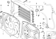 Кожух вентилятора-дополнительн.элементы для BMW E46 320Cd M47N (схема запасных частей)