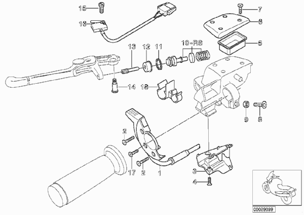 Детали арматуры сцепления для BMW R28 R 850 R 02 (0428) 0 (схема запчастей)