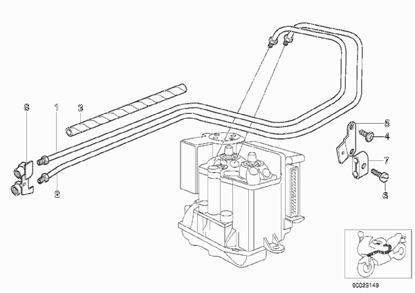 Трубопровод тормозного привода c ABS Пд для MOTO 259S R 1100 S 98 (0422,0432) 0 (схема запчастей)