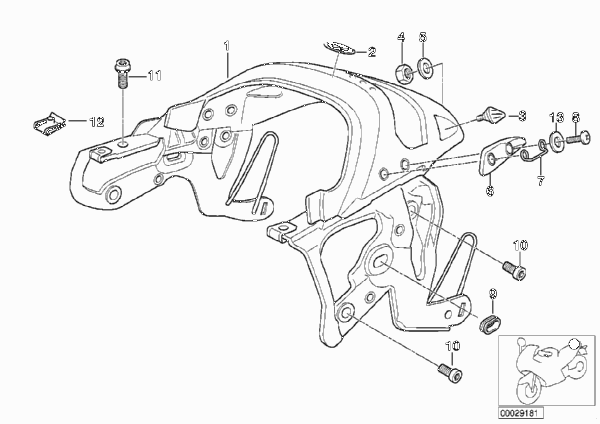 Багажник на крыше для BMW 259S R 1100 S 98 (0422,0432) 0 (схема запчастей)