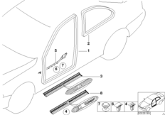 Защитная окантовка/накладка порога для BMW E36 320i M50 (схема запасных частей)