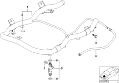 Клапаны/трубопроводы системы впрыска для BMW E53 X5 4.6is M62 (схема запасных частей)