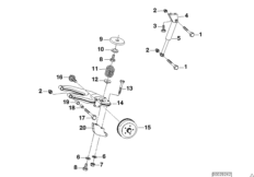 Детали подвески колес прицепа для BMW E46 330xi M54 (схема запасных частей)
