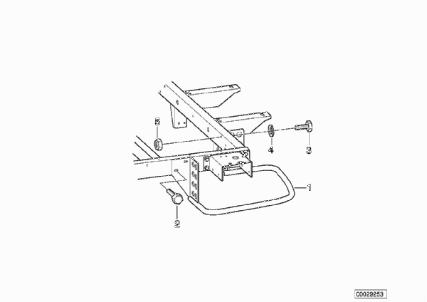 Детали лобовой защитной дуги прицепа для BMW E46 325Ci M54 (схема запчастей)