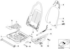 Сиденье Пд каркас спинки для BMW Z3 Z3 2.0 M52 (схема запасных частей)