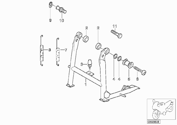 Центральная подставка для BMW 259S R 1100 S 98 (0422,0432) 0 (схема запчастей)