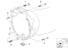 Крепление/дополнит.элементы КПП для BMW E38 730d M57 (схема запасных частей)