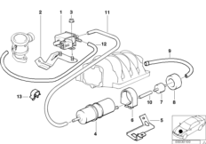 Воздушный нагнетатель с вакуум.сист.упр. для BMW E39 540iP M62 (схема запасных частей)