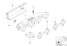 Выпускной коллектор-рециркуляция ОГ для BMW E46 318d M47 (схема запасных частей)
