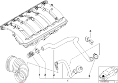 Двигатель с вакуумной сист.управления для BMW E38 728i M52 (схема запасных частей)