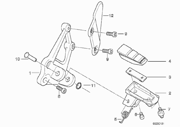 Планка упора для ног/упор для ног Пд для BMW 259S R 1100 S 98 (0422,0432) 0 (схема запчастей)