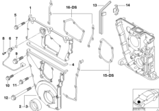 Корпус блока ГРМ для BMW E30 318is M42 (схема запасных частей)