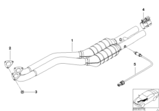 Катализатор/передний доп.глушитель для BMW E38 728i M52 (схема запасных частей)