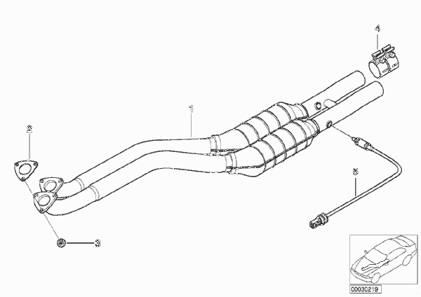 Катализатор/передний доп.глушитель для BMW E38 728i M52 (схема запчастей)