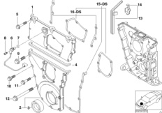 Корпус блока ГРМ для BMW E36 318ti M44 (схема запасных частей)