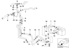 Шланги автоном.сист.отпления для BMW E39 520i M52 (схема запасных частей)