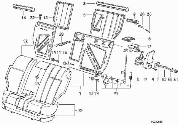 Люк для длинномерных предметов/детали для BMW E34 518i M40 (схема запчастей)